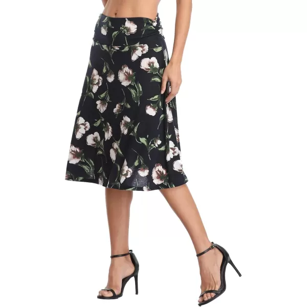 Urban CoCo Womens Ruched High Waist Knee Length Jersey ALine Stretchy Flared Casual Skirt 4