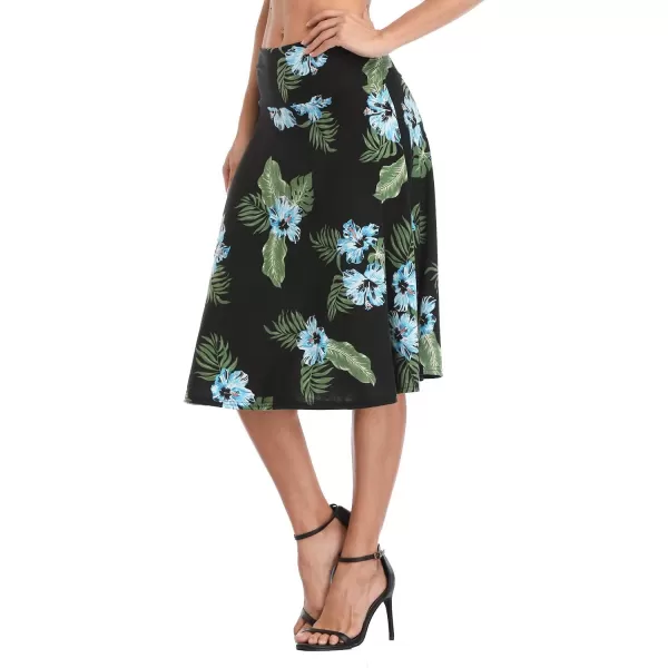 Urban CoCo Womens Ruched High Waist Knee Length Jersey ALine Stretchy Flared Casual Skirt 5