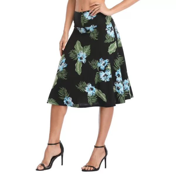 Urban CoCo Womens Ruched High Waist Knee Length Jersey ALine Stretchy Flared Casual Skirt 5