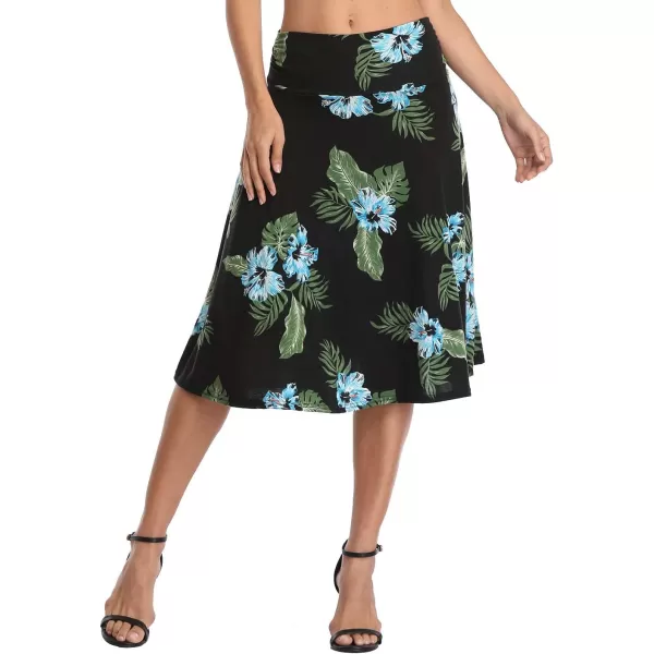 Urban CoCo Womens Ruched High Waist Knee Length Jersey ALine Stretchy Flared Casual Skirt 5