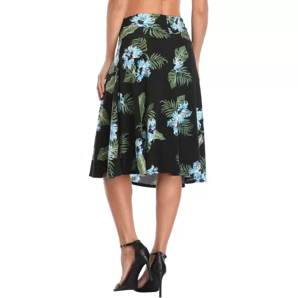 Urban CoCo Womens Ruched High Waist Knee Length Jersey ALine Stretchy Flared Casual Skirt 5