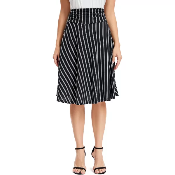 Urban CoCo Womens Ruched High Waist Knee Length Jersey ALine Stretchy Flared Casual Skirt13