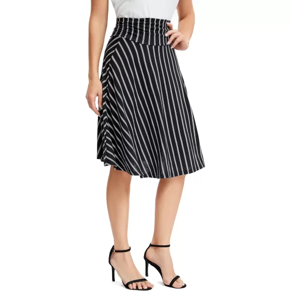 Urban CoCo Womens Ruched High Waist Knee Length Jersey ALine Stretchy Flared Casual Skirt13