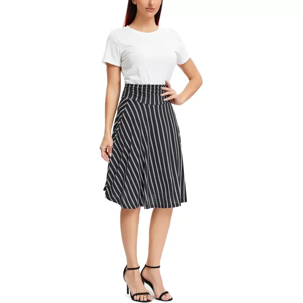 Urban CoCo Womens Ruched High Waist Knee Length Jersey ALine Stretchy Flared Casual Skirt13