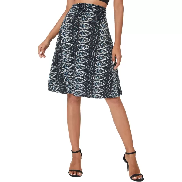 Urban CoCo Womens Ruched High Waist Knee Length Jersey ALine Stretchy Flared Casual Skirt14