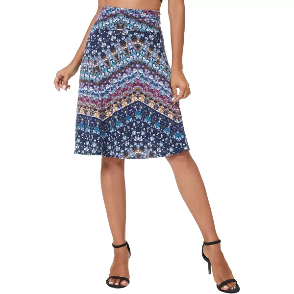 Urban CoCo Womens Ruched High Waist Knee Length Jersey ALine Stretchy Flared Casual Skirt15