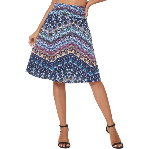 Urban CoCo Womens Ruched High Waist Knee Length Jersey ALine Stretchy Flared Casual Skirt15