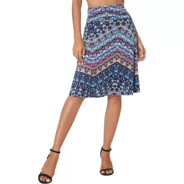 Urban CoCo Womens Ruched High Waist Knee Length Jersey ALine Stretchy Flared Casual Skirt15