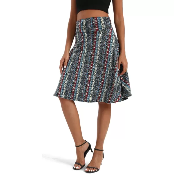 Urban CoCo Womens Ruched High Waist Knee Length Jersey ALine Stretchy Flared Casual Skirt16