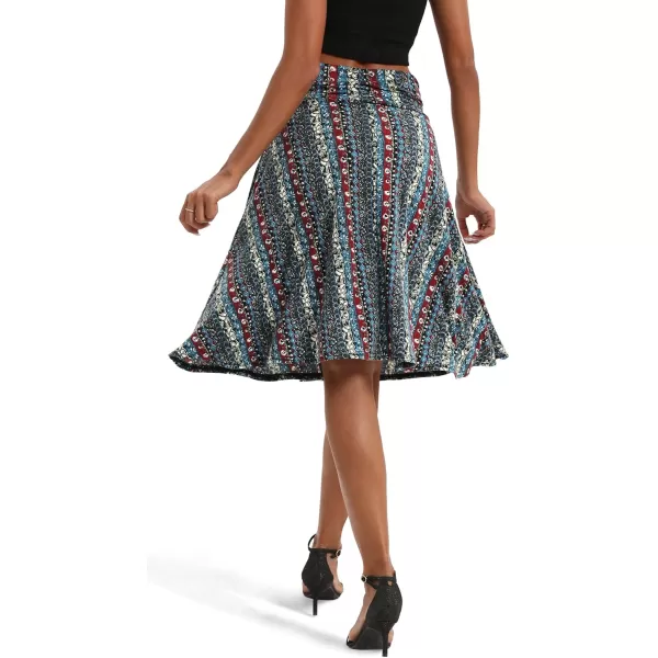 Urban CoCo Womens Ruched High Waist Knee Length Jersey ALine Stretchy Flared Casual Skirt16