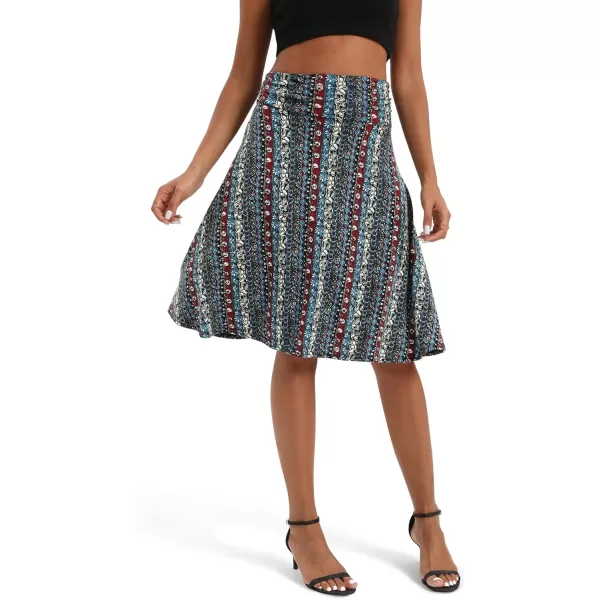 Urban CoCo Womens Ruched High Waist Knee Length Jersey ALine Stretchy Flared Casual Skirt16