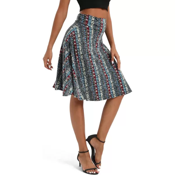 Urban CoCo Womens Ruched High Waist Knee Length Jersey ALine Stretchy Flared Casual Skirt16