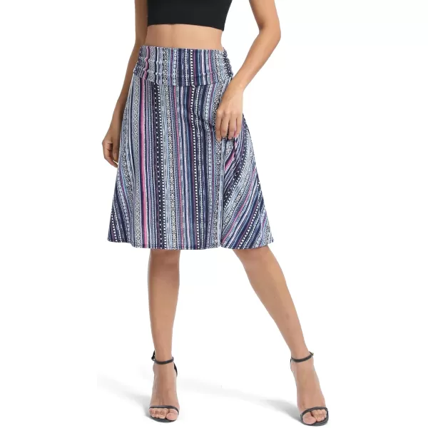 Urban CoCo Womens Ruched High Waist Knee Length Jersey ALine Stretchy Flared Casual Skirt17