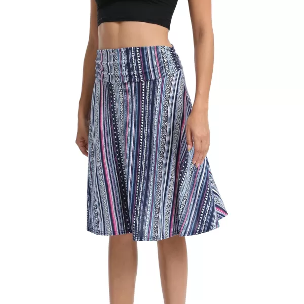 Urban CoCo Womens Ruched High Waist Knee Length Jersey ALine Stretchy Flared Casual Skirt17