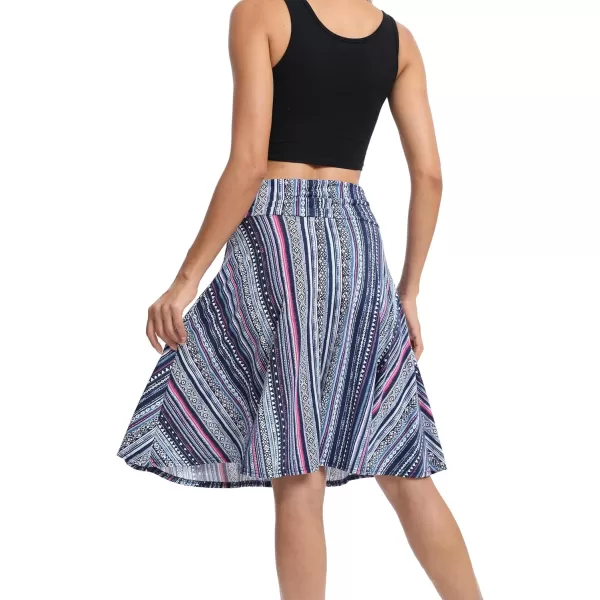 Urban CoCo Womens Ruched High Waist Knee Length Jersey ALine Stretchy Flared Casual Skirt17