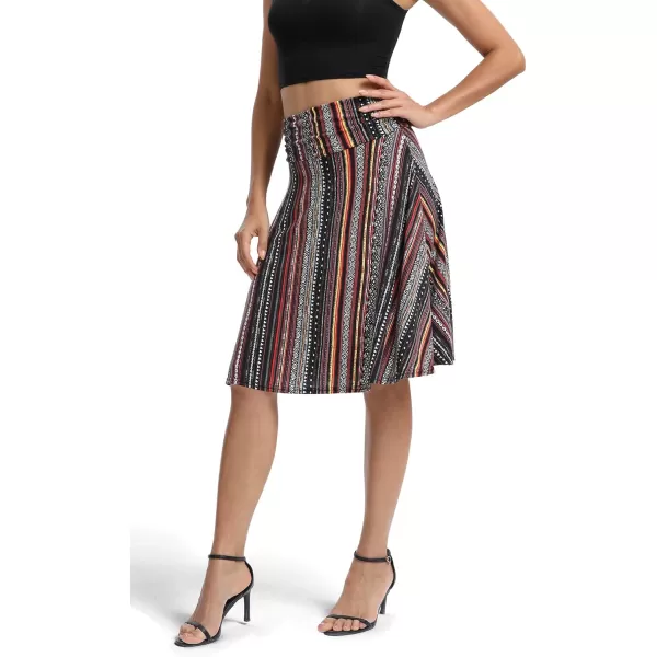 Urban CoCo Womens Ruched High Waist Knee Length Jersey ALine Stretchy Flared Casual Skirt18