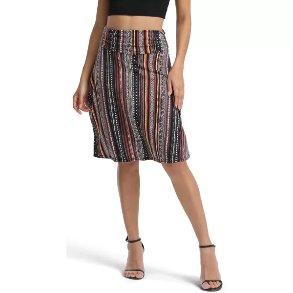Urban CoCo Womens Ruched High Waist Knee Length Jersey ALine Stretchy Flared Casual Skirt18