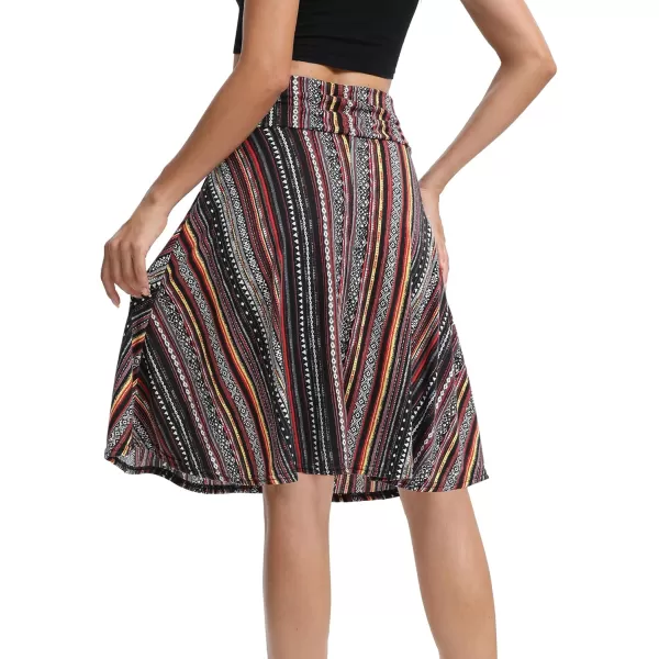 Urban CoCo Womens Ruched High Waist Knee Length Jersey ALine Stretchy Flared Casual Skirt18