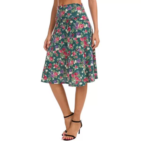 Urban CoCo Womens Ruched High Waist Knee Length Jersey ALine Stretchy Flared Casual Skirt2