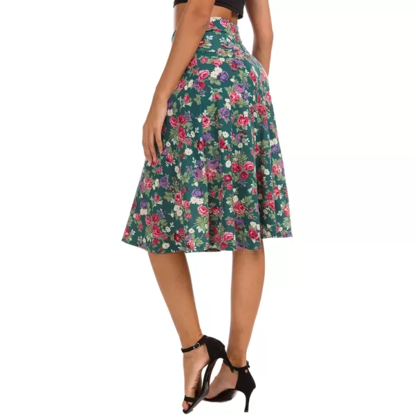 Urban CoCo Womens Ruched High Waist Knee Length Jersey ALine Stretchy Flared Casual Skirt2