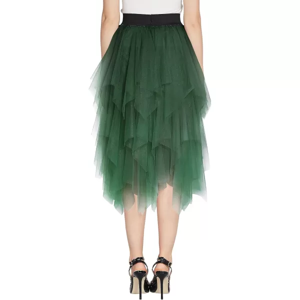 Urban CoCo Womens Sheer Tutu Skirt Tulle Mesh Layered Midi SkirtDark Green