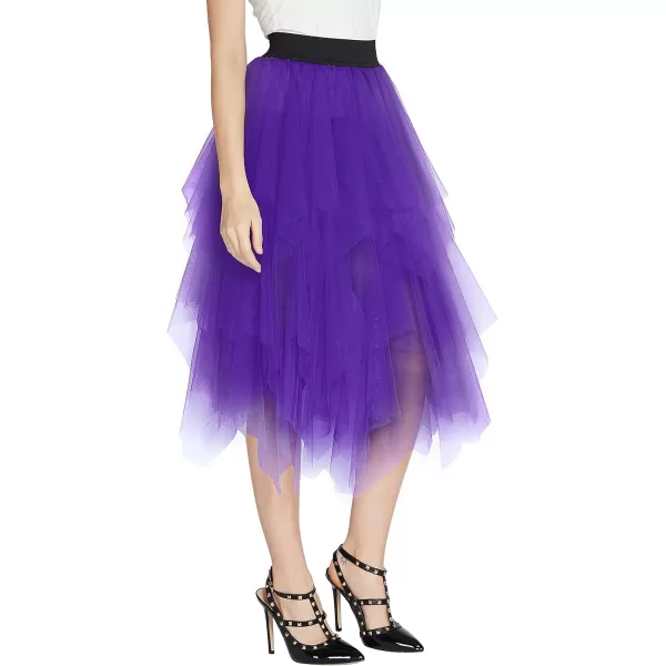 Urban CoCo Womens Sheer Tutu Skirt Tulle Mesh Layered Midi SkirtDeep Purple
