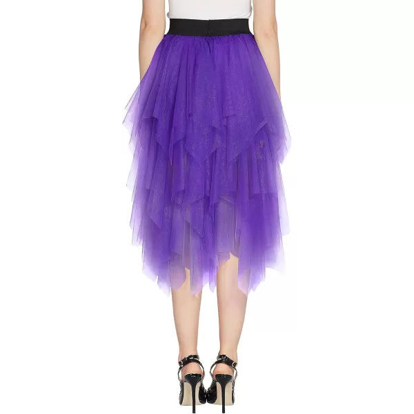 Urban CoCo Womens Sheer Tutu Skirt Tulle Mesh Layered Midi SkirtDeep Purple