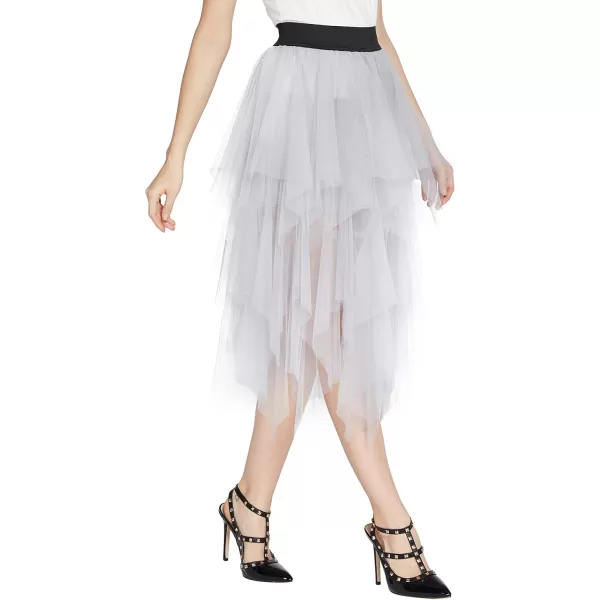 Urban CoCo Womens Sheer Tutu Skirt Tulle Mesh Layered Midi SkirtLight Gray