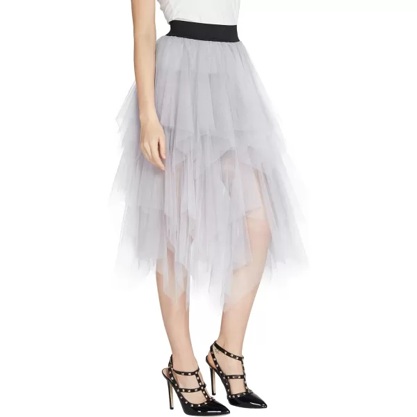 Urban CoCo Womens Sheer Tutu Skirt Tulle Mesh Layered Midi SkirtLight Gray