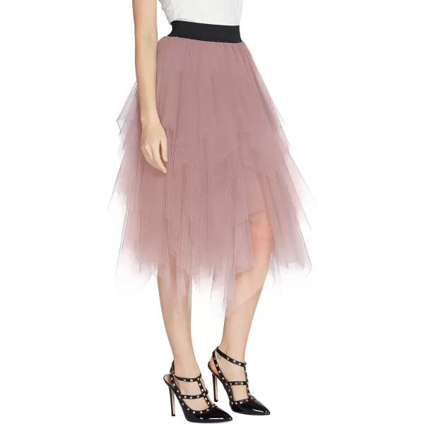 Urban CoCo Womens Sheer Tutu Skirt Tulle Mesh Layered Midi SkirtNude Pink