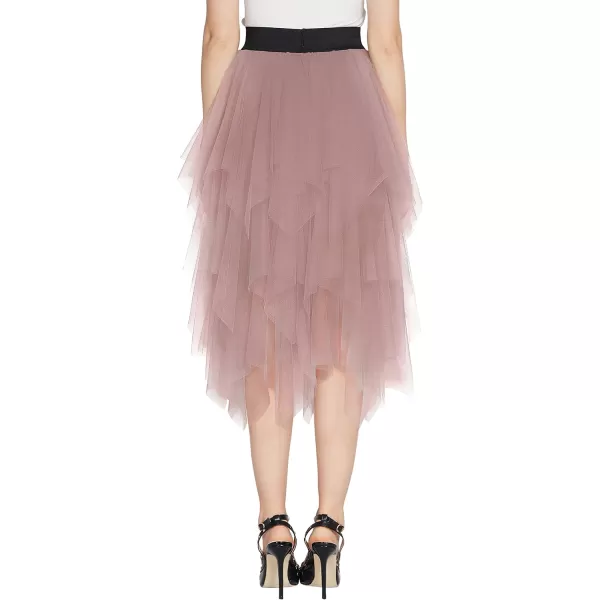 Urban CoCo Womens Sheer Tutu Skirt Tulle Mesh Layered Midi SkirtNude Pink