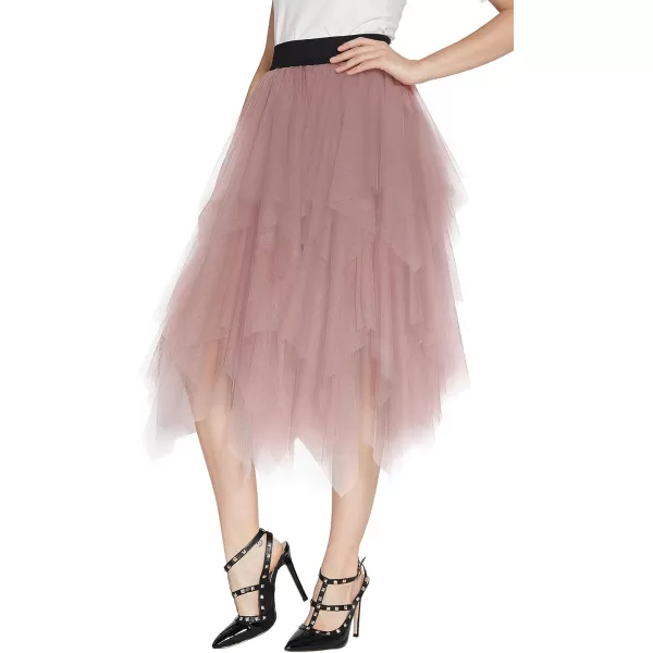 Urban CoCo Womens Sheer Tutu Skirt Tulle Mesh Layered Midi SkirtNude Pink