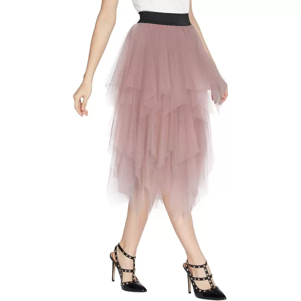 Urban CoCo Womens Sheer Tutu Skirt Tulle Mesh Layered Midi SkirtNude Pink