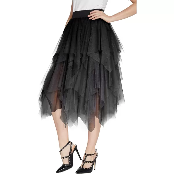 Urban CoCo Womens Sheer Tutu Skirt Tulle Mesh Layered Midi SkirtSeries 1black
