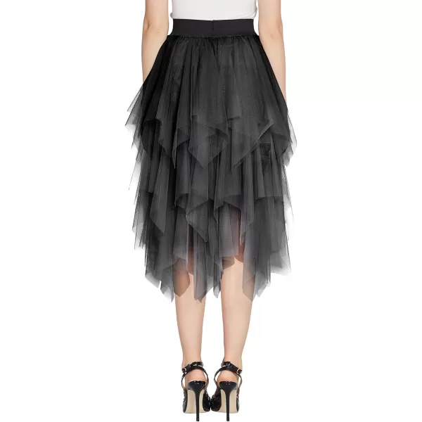 Urban CoCo Womens Sheer Tutu Skirt Tulle Mesh Layered Midi SkirtSeries 1black