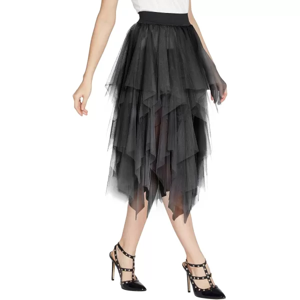 Urban CoCo Womens Sheer Tutu Skirt Tulle Mesh Layered Midi SkirtSeries 1black