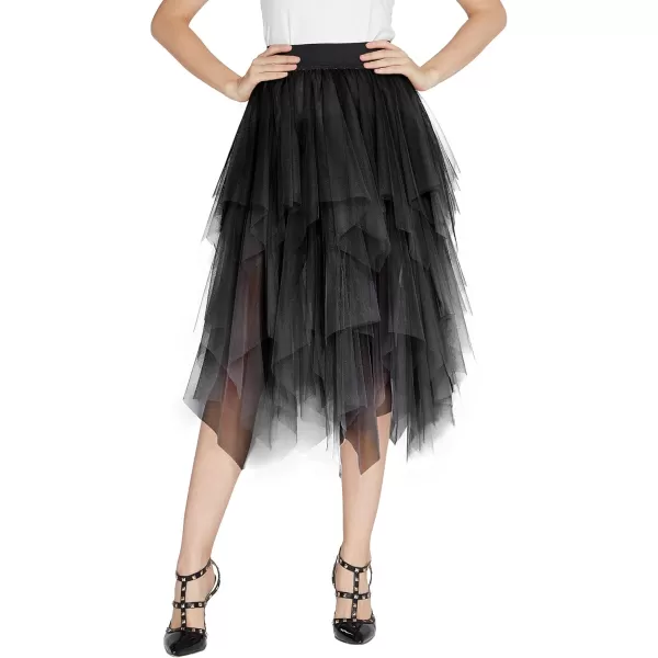 Urban CoCo Womens Sheer Tutu Skirt Tulle Mesh Layered Midi SkirtSeries 1black