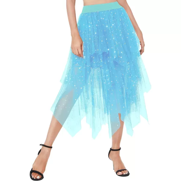 Urban CoCo Womens Sheer Tutu Skirt Tulle Mesh Layered Midi SkirtSeries 2sky Blue
