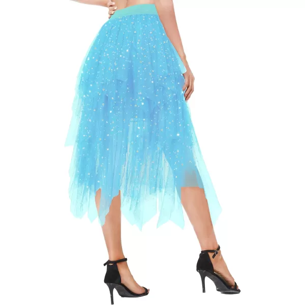 Urban CoCo Womens Sheer Tutu Skirt Tulle Mesh Layered Midi SkirtSeries 2sky Blue