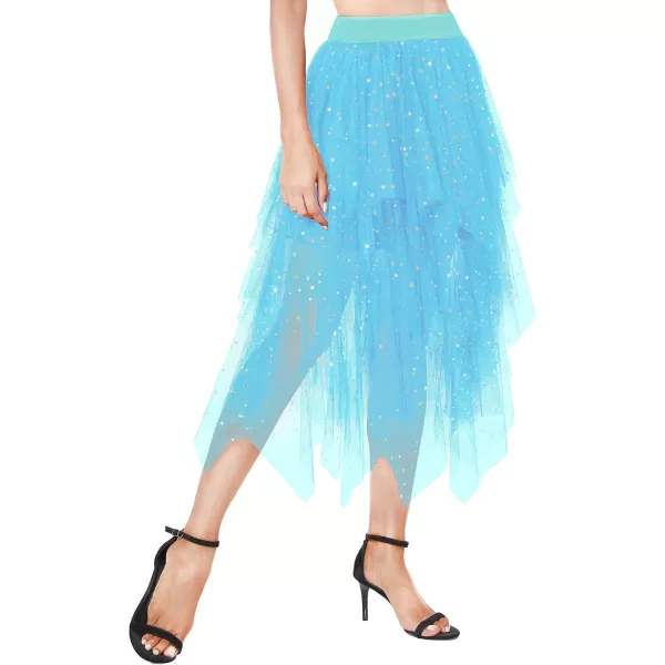 Urban CoCo Womens Sheer Tutu Skirt Tulle Mesh Layered Midi SkirtSeries 2sky Blue