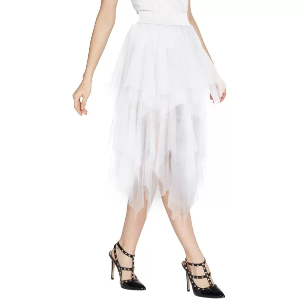 Urban CoCo Womens Sheer Tutu Skirt Tulle Mesh Layered Midi SkirtWhite2