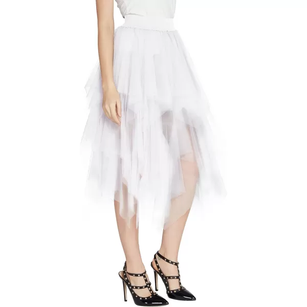 Urban CoCo Womens Sheer Tutu Skirt Tulle Mesh Layered Midi SkirtWhite2