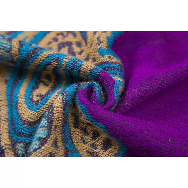 Womens Retro Style Vintage Pattern Tassel Poncho Shawl Cape Wraps For WomenSeries 2 Purple