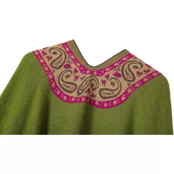 Womens Retro Style Vintage Pattern Tassel Poncho Shawl Cape Wraps For WomenSeries 2green