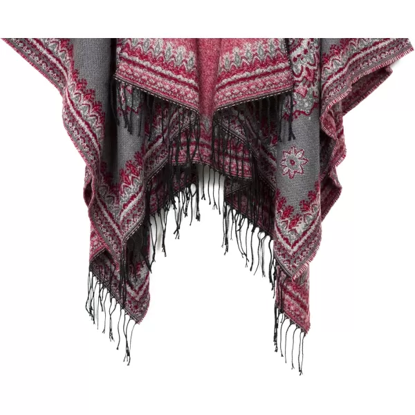 Womens Retro Style Vintage Pattern Tassel Poncho Shawl Cape Wraps For WomenSeries 3gray
