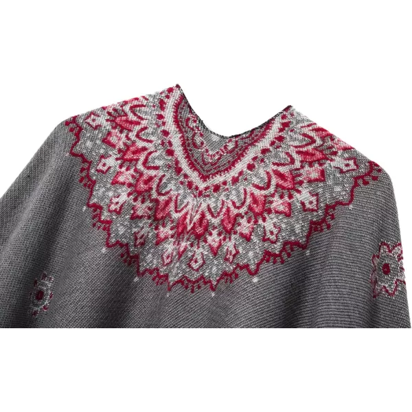 Womens Retro Style Vintage Pattern Tassel Poncho Shawl Cape Wraps For WomenSeries 3gray
