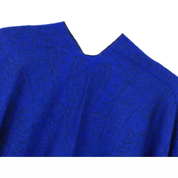 Womens Retro Style Vintage Pattern Tassel Poncho Shawl Cape Wraps For WomenSeries 4royal Blue