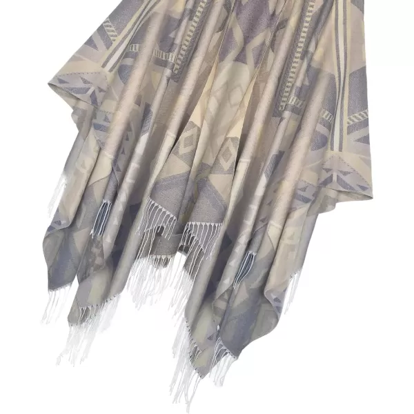 Womens Retro Style Vintage Pattern Tassel Poncho Shawl Cape Wraps For WomenSeries 5beige