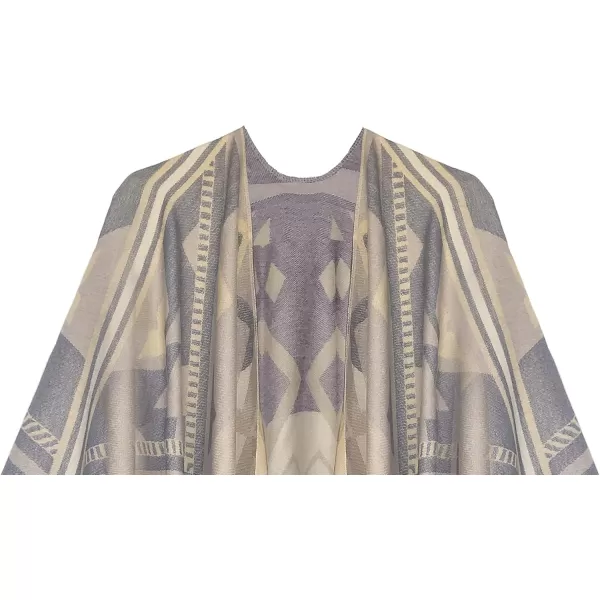 Womens Retro Style Vintage Pattern Tassel Poncho Shawl Cape Wraps For WomenSeries 5beige