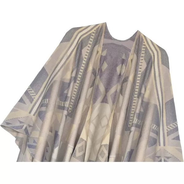 Womens Retro Style Vintage Pattern Tassel Poncho Shawl Cape Wraps For WomenSeries 5beige